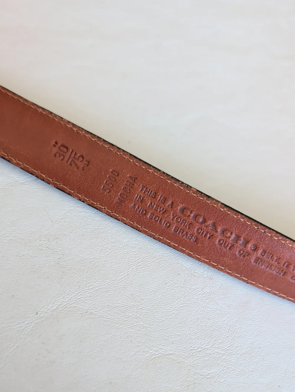 Set Of Two Coach Slim Dark Brown & Navy Leather Belts Brass Hardware Size 30